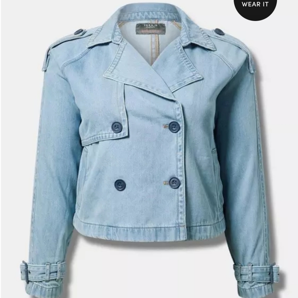 Torrid, Lightweight Denim Crop Trench.